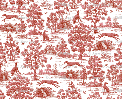 Burgundy Greyhound Toile ©2011 by Jane Walker