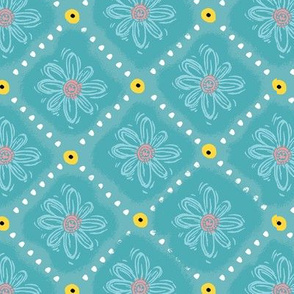 Wood Block Daisy Diamond