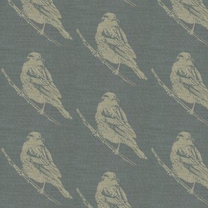 Blackbirds on Blue Burlap