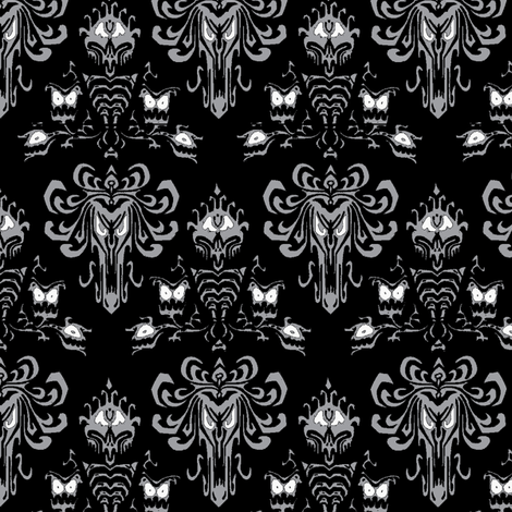 Haunted Mansion black silver fabric by knittychick on Spoonflower - custom fabric