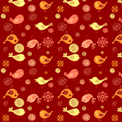 Birds on red