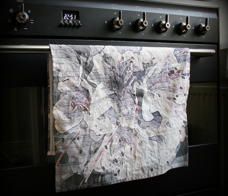 Lavender rodondendron tea towel - spring