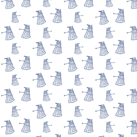 Doctor Who Inspired Blue DALEKs on White fabric by bohobear on Spoonflower - custom fabric