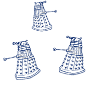 Doctor Who Inspired Blue DALEKs on White