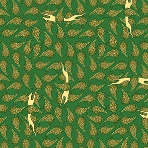 Green Paisley Overall with Greyhounds