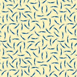 Running Greyhounds Ditsy in Blue and Yellow  ©2012 by Jane Walker