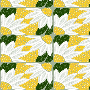 Art Deco Woodcut Daises