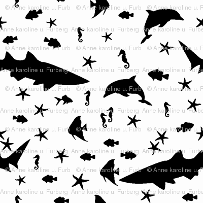 sea creatures b/w