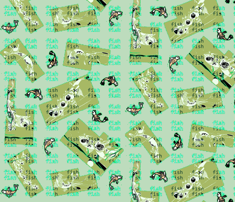Happy Greeny Fish fabric by susanpolston on Spoonflower - custom fabric