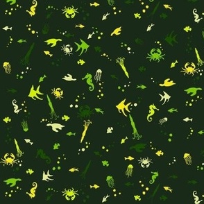 Mini Sea Critters in the Ocean Green