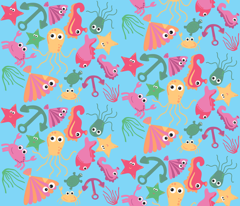 sea creatures  2 fabric by jlwillustration on Spoonflower - custom fabric