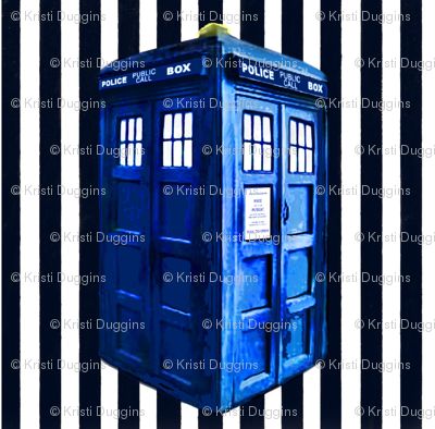 Dark Blue & White Striped Police Box