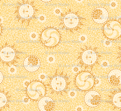 Mosaic Sun, Moon, and Gears -- Small version ©2012 by Jane Walker