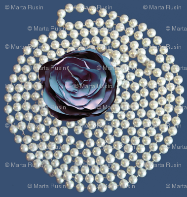 pearls and blue rose
