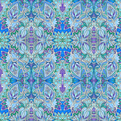 Twisted Floral Circles (blue/green/lavender) fabric by edsel2084 on Spoonflower - custom fabric