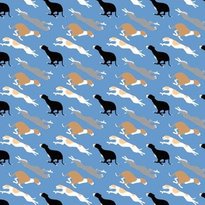 Dashing Whippets small repeat - blue