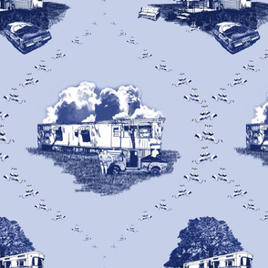 Trailer Trash Toile (Blue on Blue)