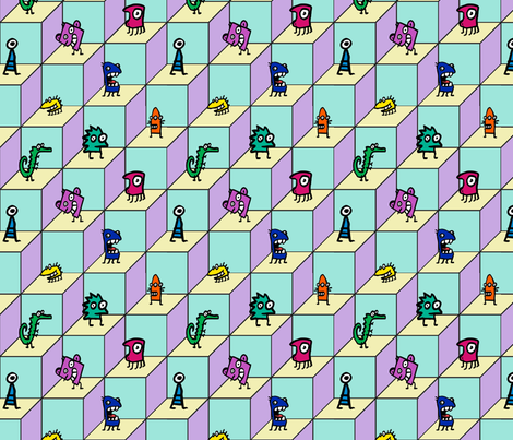 Monster Blocks fabric by glanoramay on Spoonflower - custom fabric