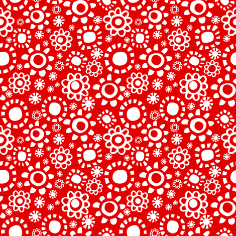 White Bloom on Red by Cheerful Madness!! fabric by cheerfulmadness_cartoons on Spoonflower - custom fabric