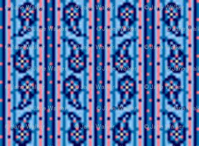 Tiny Paisley Stripe Blue  ©2012 by Jane Walker