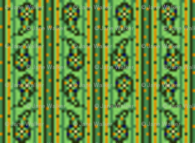 Tiny Paisley Stripe Green  ©2012 by Jane Walker