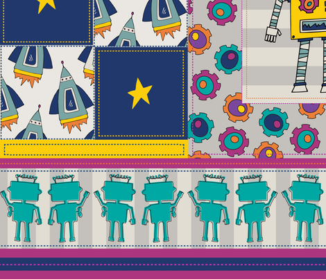 Robots_Sprockets_RocketsQuilt fabric by mamakerribell on Spoonflower - custom fabric