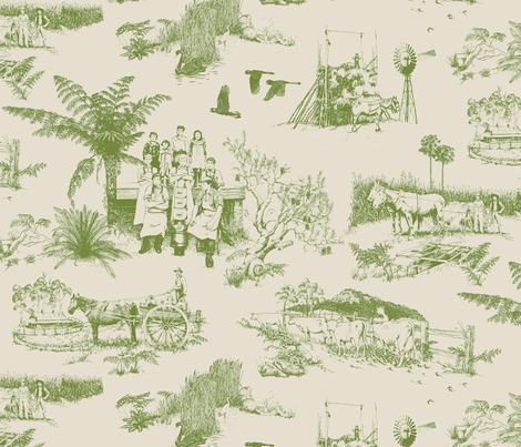 Tilba_toile_olive/bone_ fabric by pavlova_is on Spoonflower - custom fabric