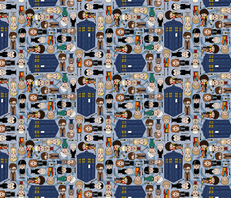 doctor who ville - SMALL/Blue fabric by thirdhalfstudios on Spoonflower - custom fabric