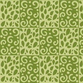 petals and wirls in green