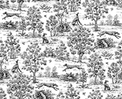 Micro Mini Toile dollhouse fabric - Black ©2012 by Jane Walker