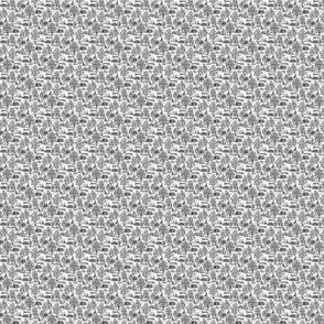 Micro Mini Toile dollhouse fabric - Black ©2012 by Jane Walker