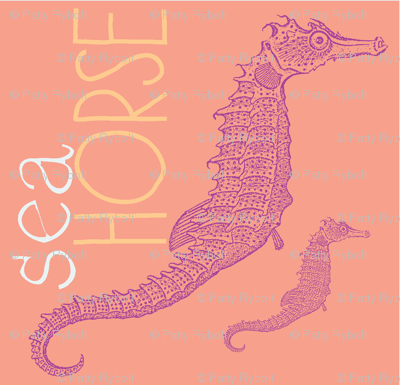 Seahorse (peach & purple)