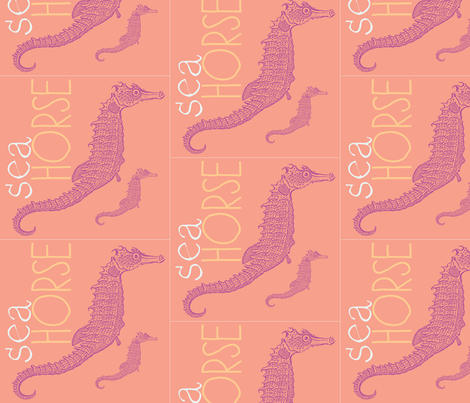 Seahorse (peach & purple) fabric by pattyryboltdesigns on Spoonflower - custom fabric