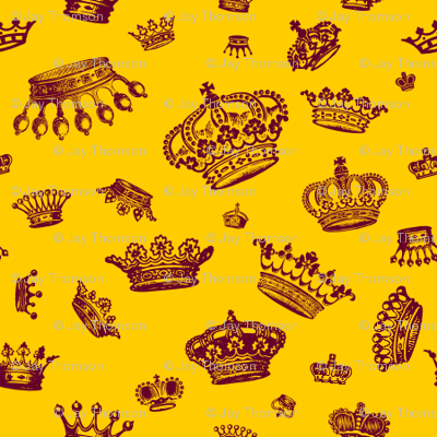 Royal Crowns - Maroon on Yellow