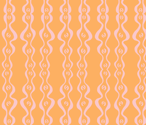 wiggly ripple stripe (orange & light pink) fabric by pattyryboltdesigns on Spoonflower - custom fabric