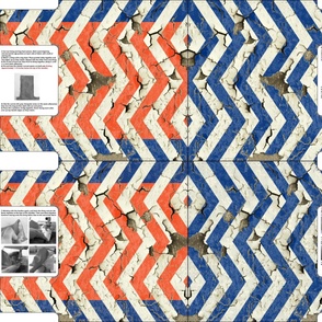 Easy Sew Grocery Bag in Orange and Blue Peeling Chevrons