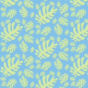 Funky tropical leaf pattern! (light lime & light sky blue)