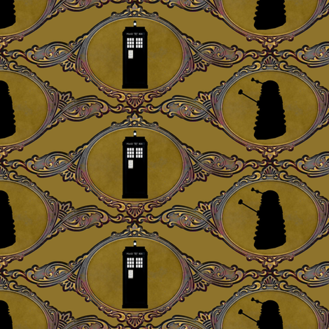 dalaks_and_tardis_small size fabric by vo_aka_virginiao on Spoonflower - custom fabric
