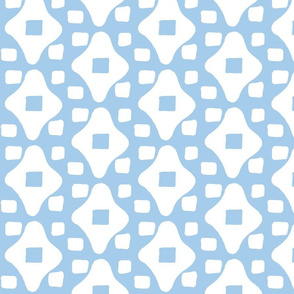 Wonky Moroccan Square (deep sky blue & white)