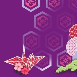 Cranes and Flowers Murasaki