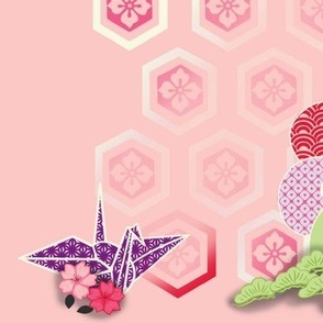 Cranes and Flowers Momoiro