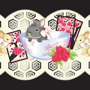 Bunnies & Bowls Border Sesame