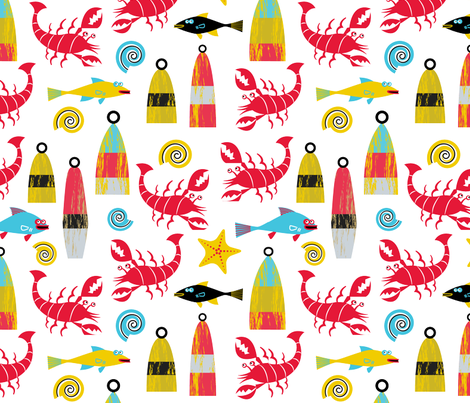 Lobsters fabric by edmillerdesign on Spoonflower - custom fabric