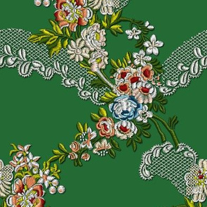 Roses Wave Brocade - Green