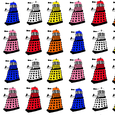 Colourful Daleks fabric by theunicornandthewasp on Spoonflower - custom fabric