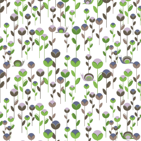 Snail Garden (cool) fabric by einekleinedesignstudio on Spoonflower - custom fabric