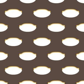 1920s Retro Kitchen Weird Pois (white/orange on brown)