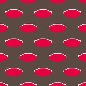 1920s Retro Kitchen Weird Pois (red/white on brown)