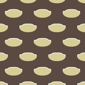 1920s Retro Kitchen Weird Pois (beige/white on brown)