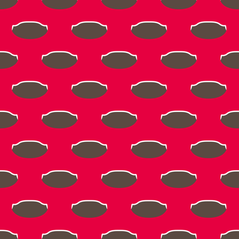 1920s Retro Kitchen Weird Pois (brown/white on red) fabric by majobv on Spoonflower - custom fabric